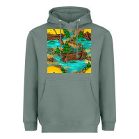 Sage Lake Boat Rudder And Sunflowers Seamless Pattern Heavyweight Hoodie - BundleAndBundleShop