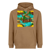 Lake Boat Rudder And Sunflowers Seamless Pattern Heavyweight Hoodie | Teevron