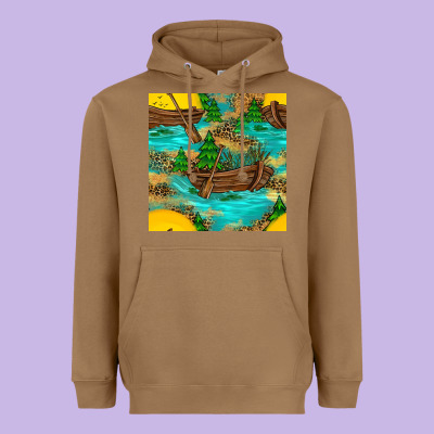 Lake Boat Rudder And Sunflowers Seamless Pattern Heavyweight Hoodie Designed By Bundleandbundleshop