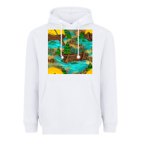 White Lake Boat Rudder And Sunflowers Seamless Pattern Heavyweight Hoodie - BundleAndBundleShop