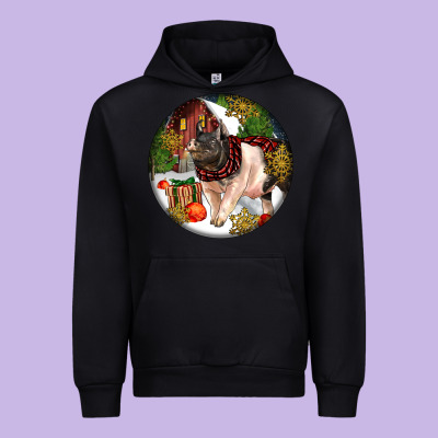 Hampshire Sow Pig Christmas Urban Hoodie Designed By Lillyallendesigns