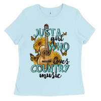 Baby Blue just a girl who loves country music Ladies Tee - MaliasSmallBusiness