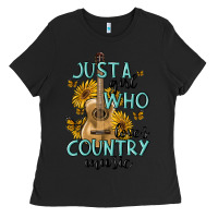 Black just a girl who loves country music Ladies Tee - MaliasSmallBusiness