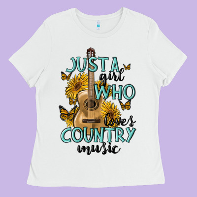 Just A Girl Who Loves Country Music Ladies Tee Designed By Maliassmallbusiness