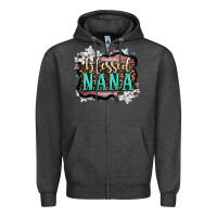 Charcoal Heather blessed nana Zipper Hoodie - OliviaCreatesArt