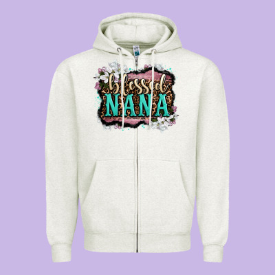 Blessed Nana Zipper Hoodie Designed By Oliviacreatesart