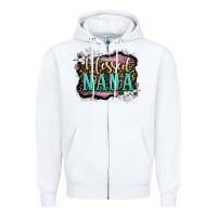White blessed nana Zipper Hoodie - OliviaCreatesArt