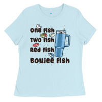 Baby Blue one fish two fish red fish boujee fish Ladies Tee - MaliasSmallBusiness