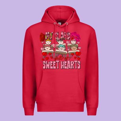 Valentine's Day My Class Is Full Of Sweet Hearts Premium Hoodie Designed By Fadigitalartstudio