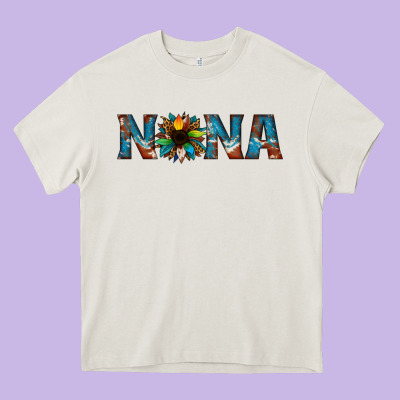 Nana Cowhide Sunflower Heavy Core Tee Designed By Jasminsmagicworld