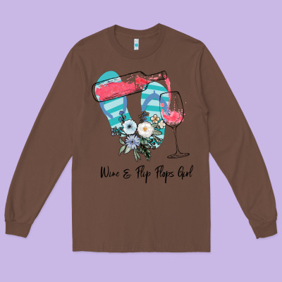 Wine Flip Flops Girl Long Sleeve Tee Designed By Bettercallsaul