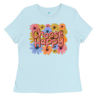 Baby Blue choose happy Ladies Tee - MaliasSmallBusiness