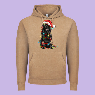 Christmas Newfoundland Dog Vintage Hoodie Designed By Lillyallendesigns