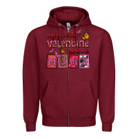 Burgundy my favorite valentine calls me mama Zipper Hoodie - OliviaCreatesArt