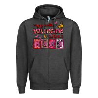 Charcoal Heather my favorite valentine calls me mama Zipper Hoodie - OliviaCreatesArt