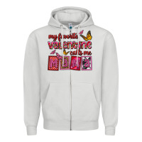Dove Grey my favorite valentine calls me mama Zipper Hoodie - OliviaCreatesArt