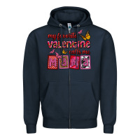 Navy my favorite valentine calls me mama Zipper Hoodie - OliviaCreatesArt