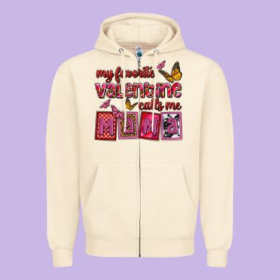My Favorite Valentine Calls Me Mama Zipper Hoodie Designed By Oliviacreatesart