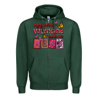 Sports Green my favorite valentine calls me mama Zipper Hoodie - OliviaCreatesArt