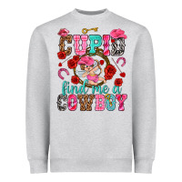 Heather Grey Cupid find me a cowboy Valentine's Day Heavyweight Sweatshirt - HowdyJamesFarm