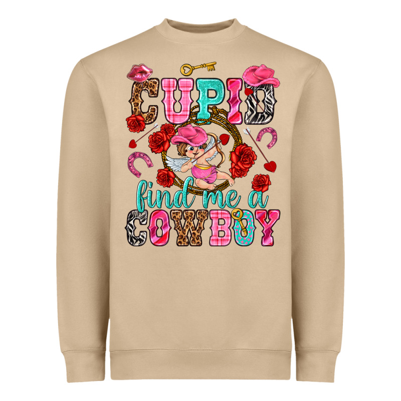 Cupid Find Me A Cowboy Valentine's Day Heavyweight Sweatshirt by HowdyJamesFarm | Teevron