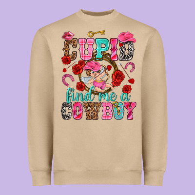 Cupid Find Me A Cowboy Valentine's Day Heavyweight Sweatshirt Designed By Howdyjamesfarm