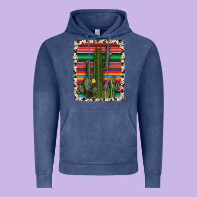 Serape Cowhide Cacti Vintage Hoodie Designed By Ranaportraitstore