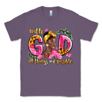 Lavender with god all things are possible black woman Classic Tee - LillyAllenDesigns