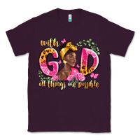 Plum with god all things are possible black woman Classic Tee - LillyAllenDesigns