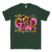 Sports Green with god all things are possible black woman Classic Tee - LillyAllenDesigns