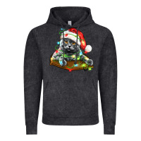 Vintage Black christmas scottish fold cat Vintage Hoodie - LillyAllenDesigns