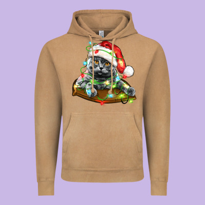 Christmas Scottish Fold Cat Vintage Hoodie Designed By Lillyallendesigns