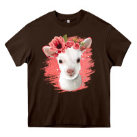 Chocolate Brown floral baby goat Heavy Core Tee - Jasminsmagicworld