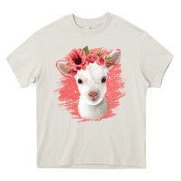Cream floral baby goat Heavy Core Tee - Jasminsmagicworld
