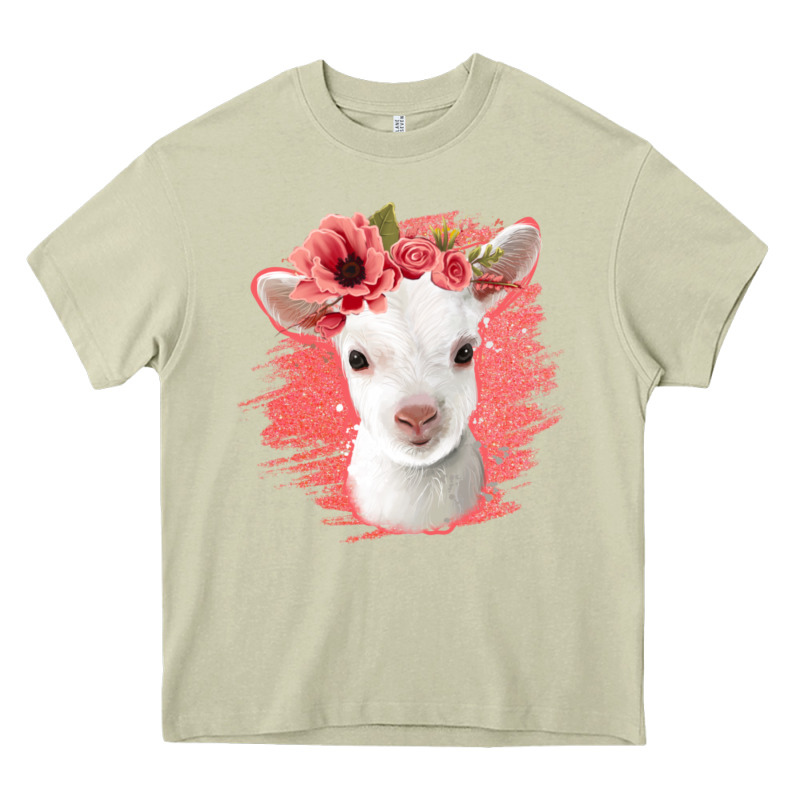 Floral Baby Goat Heavy Core Tee by Jasminsmagicworld | Teevron