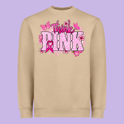 Think Pink Cancer Awareness Heavyweight Sweatshirt Designed By Howdyjamesfarm