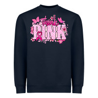 Navy Think pink Cancer Awareness Heavyweight Sweatshirt - HowdyJamesFarm