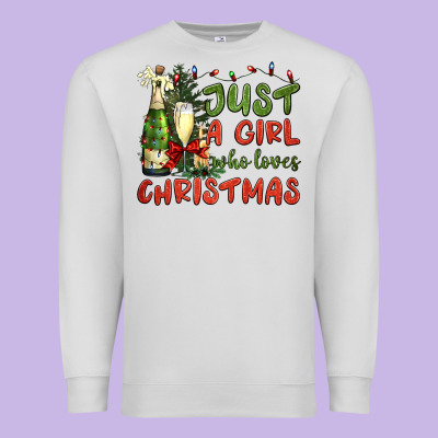 Just A Girl Who Loves Christmas Premium Sweatshirt Designed By Bundleandbundleshop