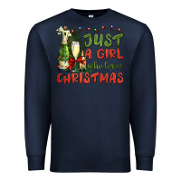Navy just a girl who loves christmas Premium Sweatshirt - BundleAndBundleShop