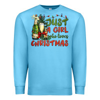 Ocean Blue just a girl who loves christmas Premium Sweatshirt - BundleAndBundleShop