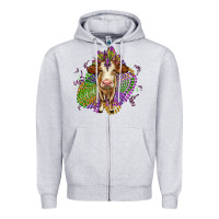 Heather Grey simmental mardi gras Zipper Hoodie - OliviaCreatesArt