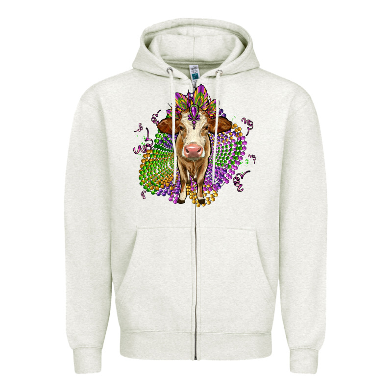 Simmental Mardi Gras Zipper Hoodie by OliviaCreatesArt | Teevron