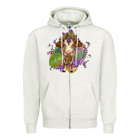 Oatmeal Heather simmental mardi gras Zipper Hoodie - OliviaCreatesArt