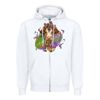 White simmental mardi gras Zipper Hoodie - OliviaCreatesArt