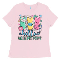 Bubblegum Pink chillin with my peeps Ladies Tee - MaliasSmallBusiness