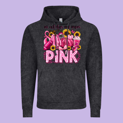 In October We Wear Pink Football Vintage Hoodie Designed By Lillyallendesigns