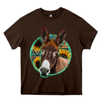 Chocolate Brown aztec backsground donkey Heavy Core Tee - Jasminsmagicworld