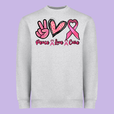 Peace Love Cure Cancer Awareness Heavyweight Sweatshirt Designed By Howdyjamesfarm
