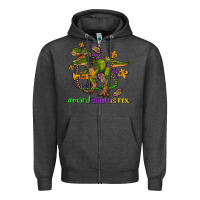 Charcoal Heather mardi saurus rex olivia Zipper Hoodie - OliviaCreatesArt