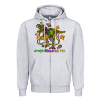 Heather Grey mardi saurus rex olivia Zipper Hoodie - OliviaCreatesArt